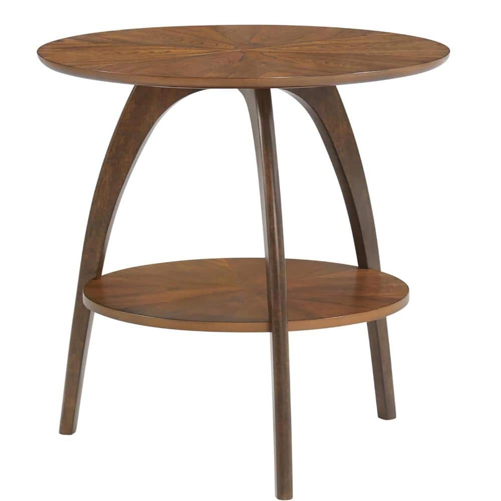 "24"" Modern Round Wood End Table with Lower Shelf, Nutmeg Brown Top & Espresso Legs" price history on PriceWatchPro