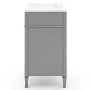 MRS01 36.00 in. W x 18.00 in. D x 33.00 in. H Single Sink Freestanding Bath Vanity in Gray with White Solid Surface  Top