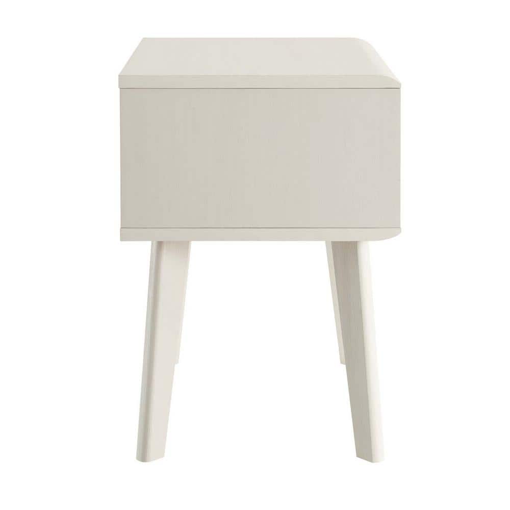 Mid-Century Modern Render End Table with Storage in White
