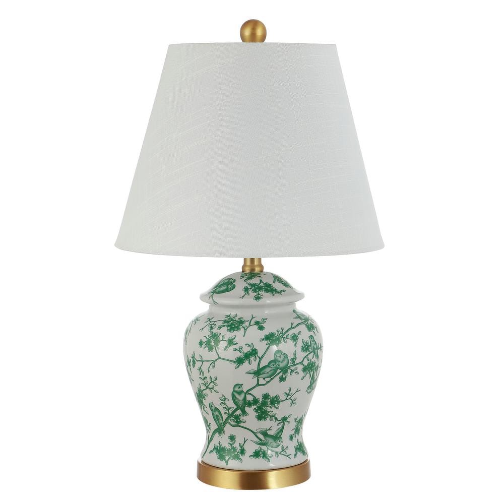 Penelope 22" Chinoiserie Classic LED Table Lamp in Green/White