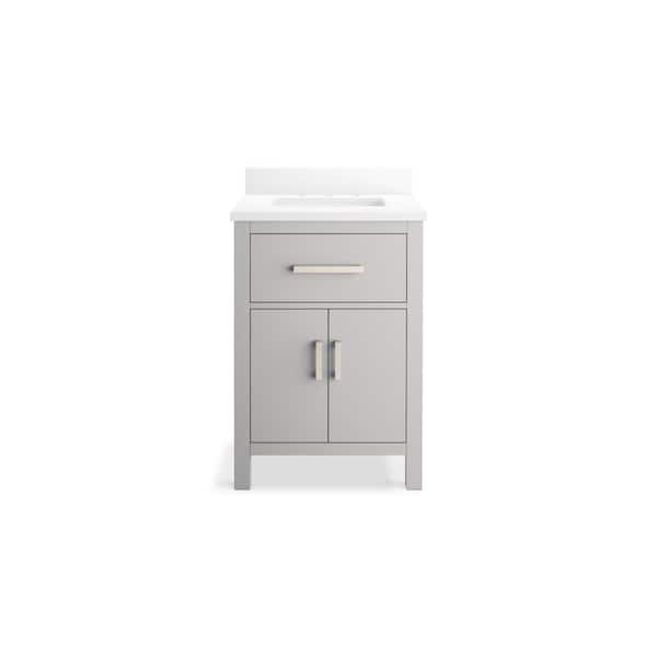 Kresla 25in. Single Sink Freestanding Atmos Grey Bath Vanity with White Quartz Top Assembled
