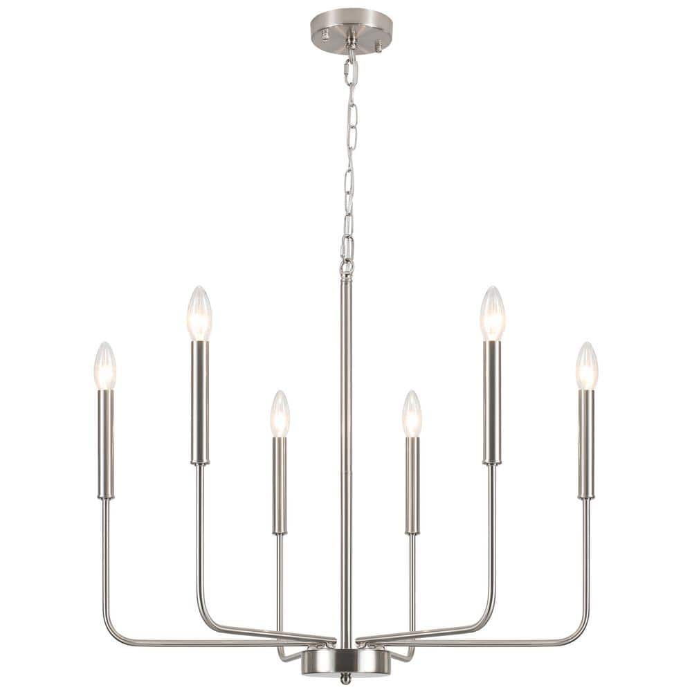 6-light Nickel Candlestick Chandelier for Kitchen with no bulbs included
