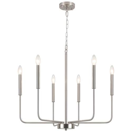 6-light Nickel Candlestick Chandelier for Kitchen with no bulbs included Home