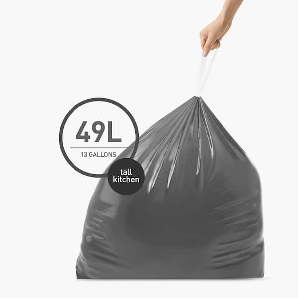 simplehuman 13 Gal. Extra Strong Tall Kitchen Drawstring Trash Bags, 50%  Post-Consumer Recycled Content (100-Count) CW0564 - The Home Depot