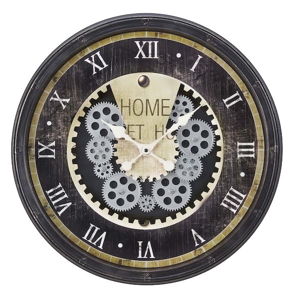 Unbranded 20 in. Retro Wall Clock, Silent Wall Clock Rustic Coastal Country Clock Decorative for Bathroom Kitchen, Brown