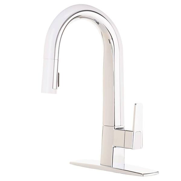 CleanFLO Matisse Single-Handle Pull-Down Sprayer Kitchen Faucet in Chrome and White