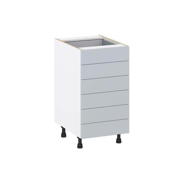 J COLLECTION Milton 18 in. W x 24 in. D x 34.5 in. H Assembled Shaker Drawer Base Kitchen Cabinet in Light Gray with 6 Drawers