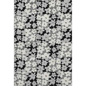 Mayfield Premium Machine Washable Abstract AMF2476 Black 10 ft. x 14 ft. Area Rug