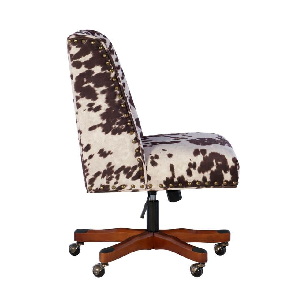 Modern Executive Swivel Office Chair in Brown Cow Print