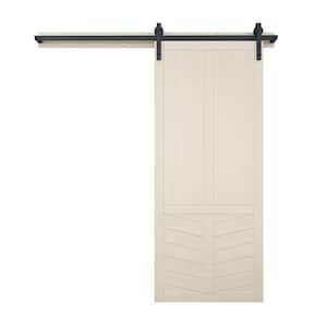 30 in. x 84 in. The Robinhood Parchment Wood Sliding Barn Door with Hardware Kit in Stainless Steel