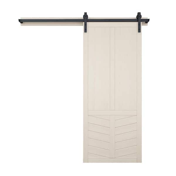 VeryCustom 36 in. x 84 in. The Robinhood Parchment Wood Sliding Barn Door with Hardware Kit