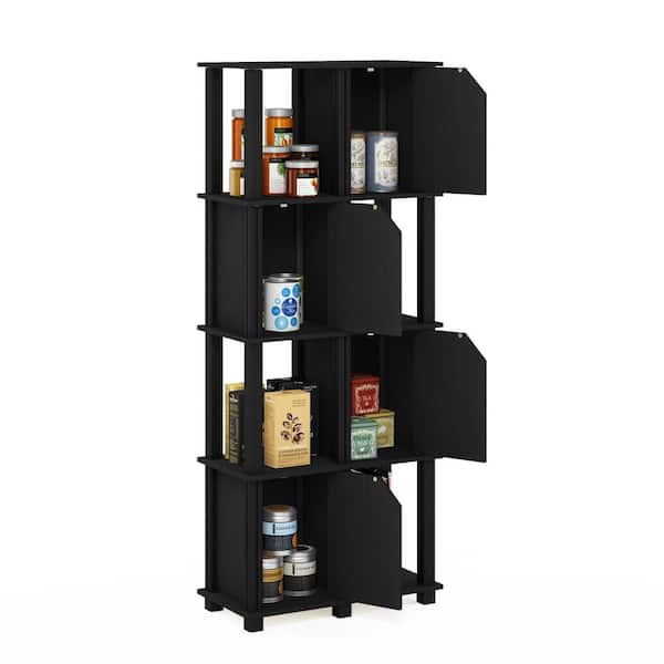 Furinno Brahms 57.7 in. Black Oak 5-Shelf Etagere Bookcase with 4-Doors