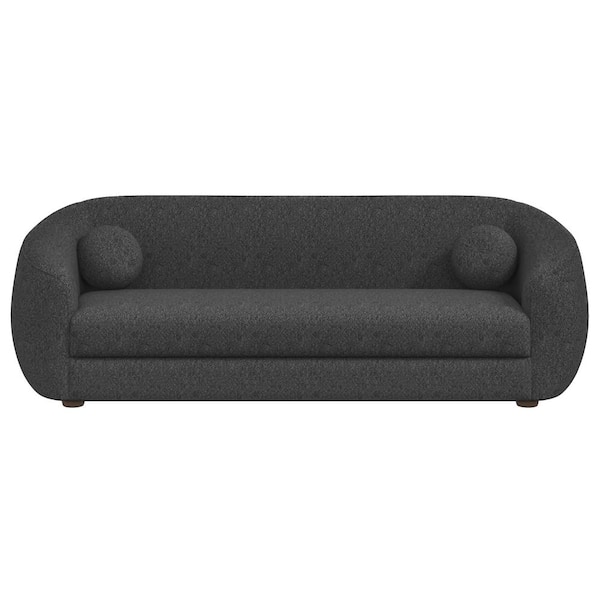 Ashcroft Furniture Co Nandi 87 in. Round Arm 3-Seater Sofa in Dark Gray