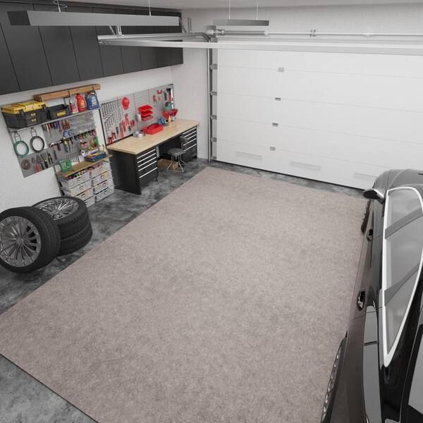 Premium Absorbent Non-Slip Rug Pad, Spill Protection and Floor Safety 8 ft. X 30 ft. Polyester Garage Flooring, Beige