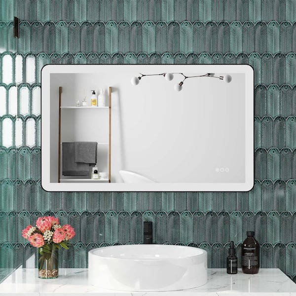 48 in. W x 32 in. H Rectangular Framed Dimmable Defogging Versatile Installation Wall-Mounted LED Bathroom Vanity Mirror