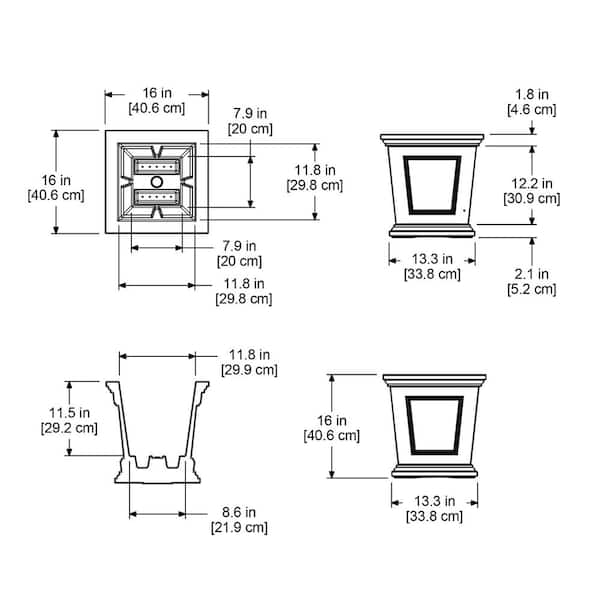 Mayne Fairfield 20 in. Square Self-Watering Black Polyethylene