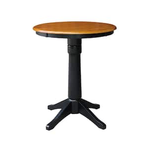 Olivia Black/Cherry 30 in. Round Solid Wood Counter-Height Dining Table