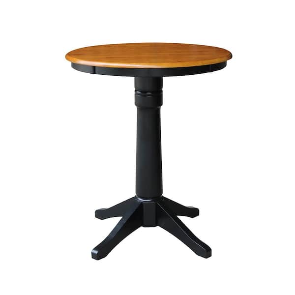 International Concepts Olivia Black/Cherry 30 in. Round Solid Wood Counter-Height Dining Table