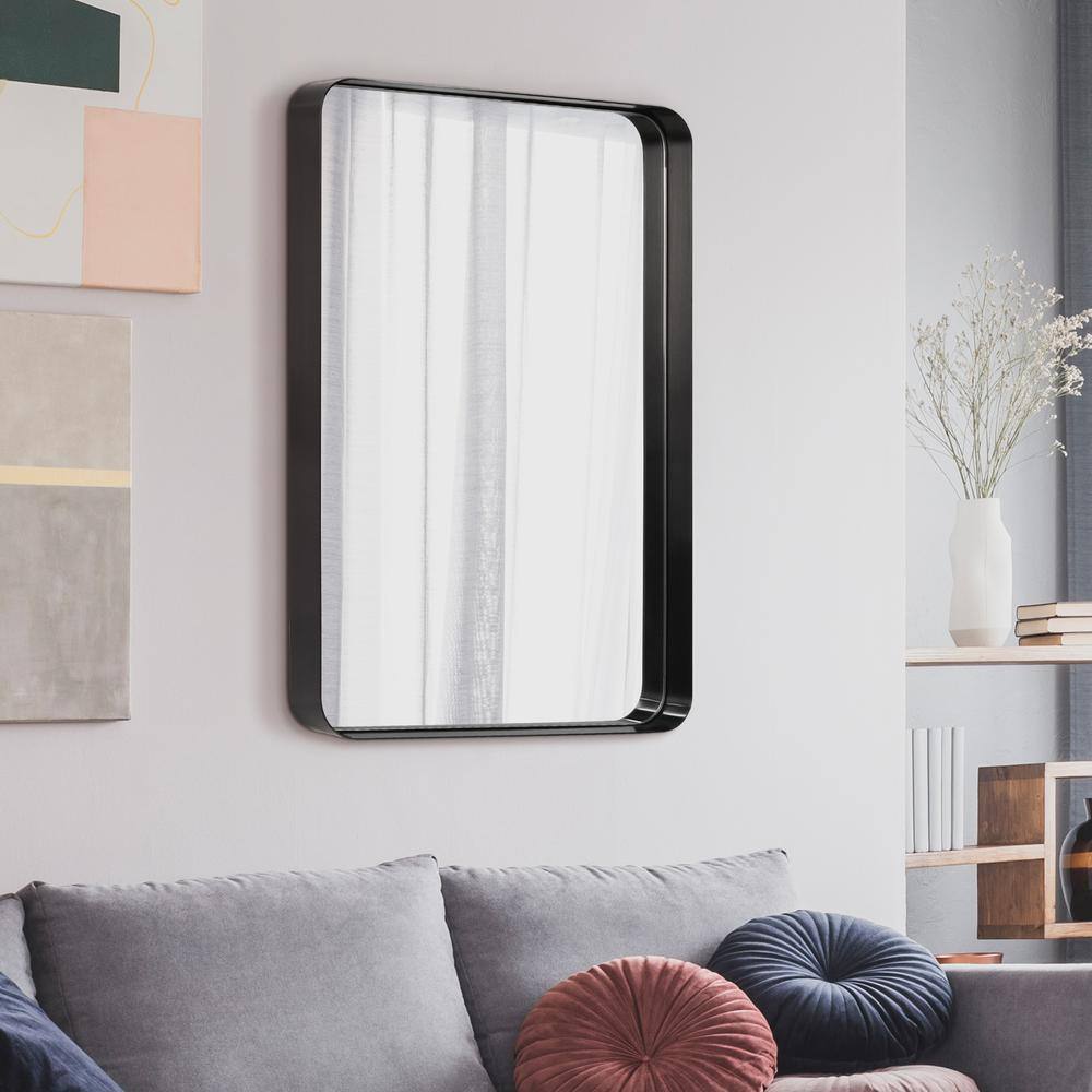 Sleek Silver Stainless Steel 24" x 36" Rectangular Wall Mirror