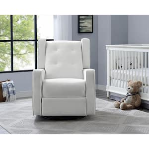 Bright White Microfiber Swivel Glider Recliner Rocker, Nursery Glider Recliner Nursery Chair