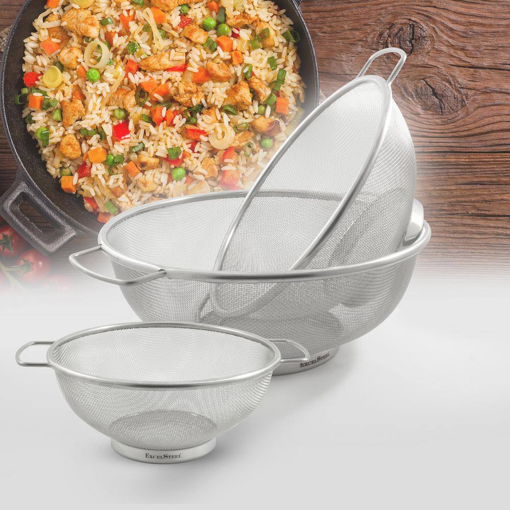 Stainless Steel Fine Mesh Colander Set with Resting Base, 3 Piece