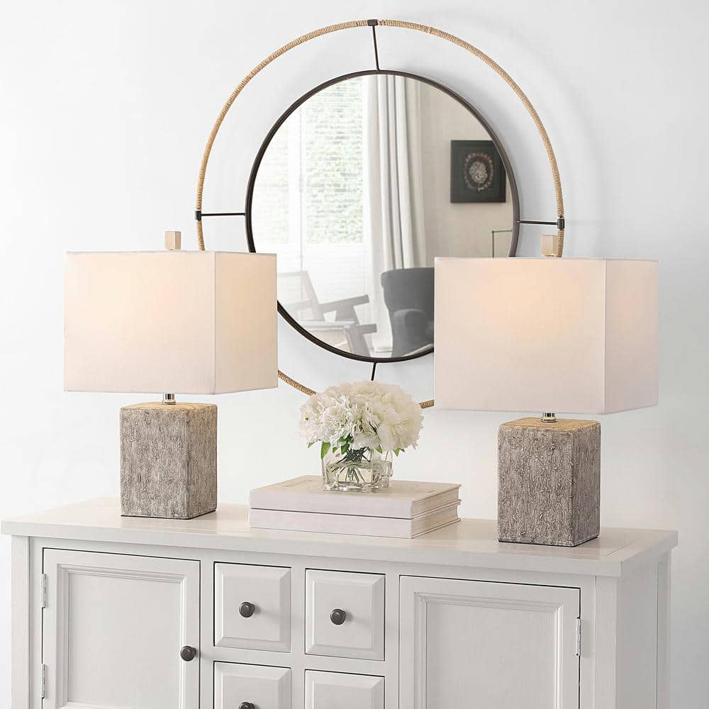 Jaxon 21" White and Grey Ceramic Table Lamp Set