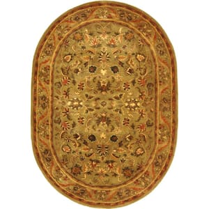 Antiquity Olive/Gold 8 ft. x 10 ft. Oval Border Area Rug