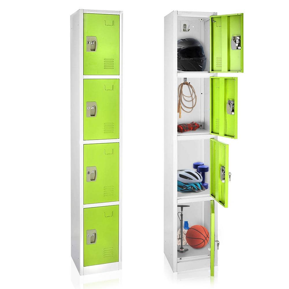 Green 72'' 4-Tier Steel Freestanding Locker with Key Lock