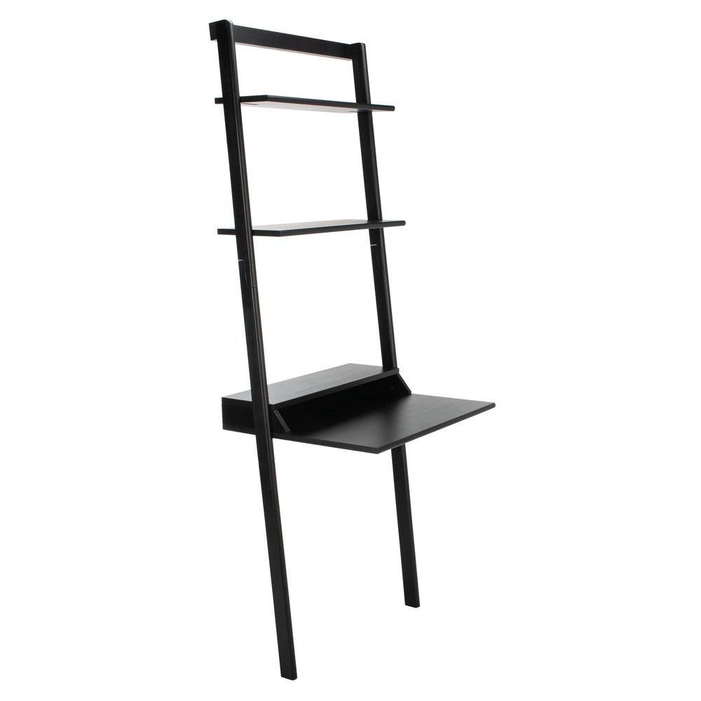 Black Mahogany 2-Shelf Leaning Desk