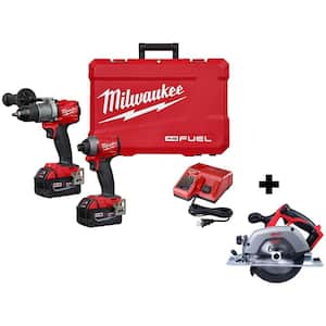 M18 FUEL 18V Lithium-Ion Brushless Cordless Hammer Drill and Impact Driver Combo Kit W/ M18 Circular Saw