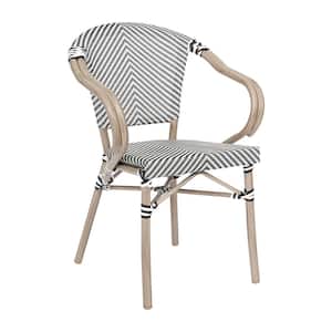 Brown Aluminum Outdoor Dining Chair in Black