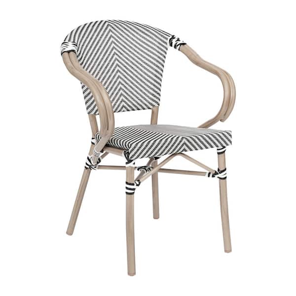Carnegy Avenue Brown Aluminum Outdoor Dining Chair in Black