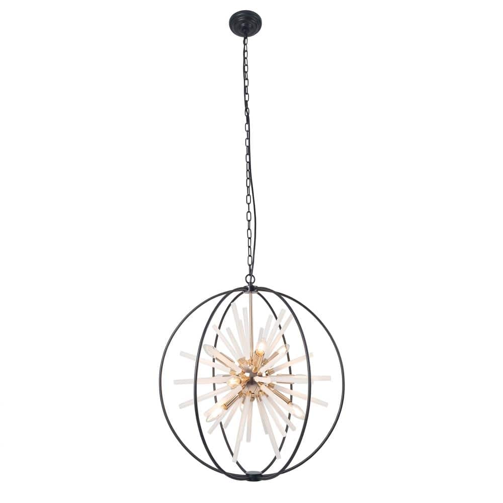 Modern Sputnik 9-Light Black and Gold Globe Glass Tubes Chandelier for Entryway Living Room with No Bulbs Included price history on PriceWatchPro