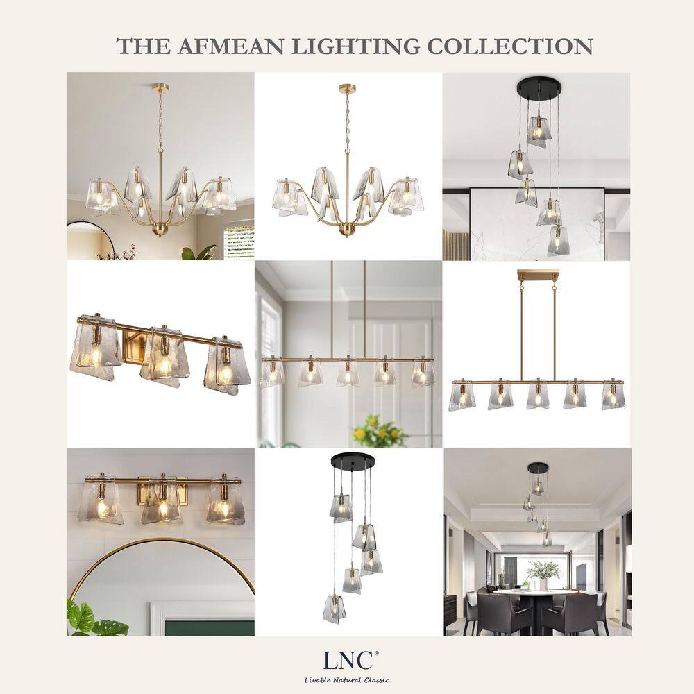 41.5" Gold and Smoky Gray Glass Linear Chandelier