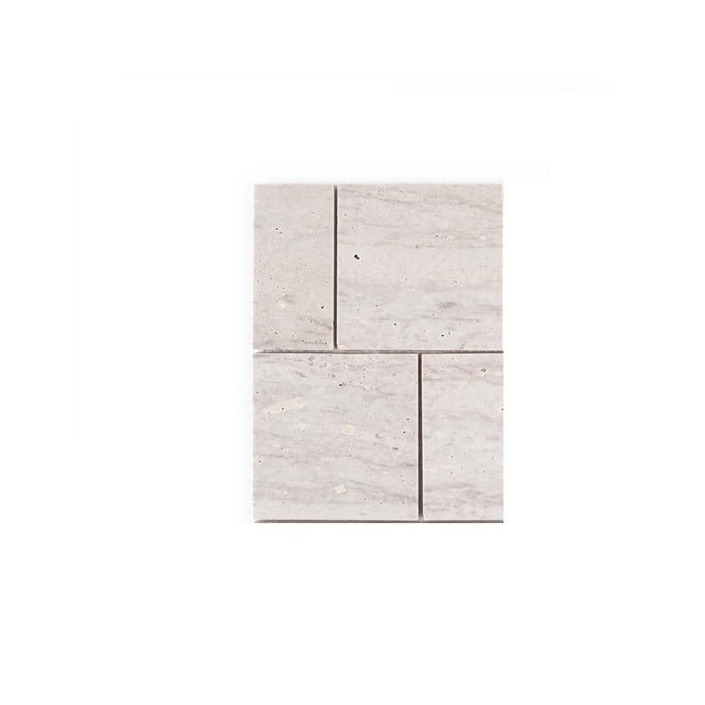 Take Home Sample- Mini Versailles Beige 4 in. x 6 in. Square Brushed Marble Wall and Floor Mosaic Tile Sample price history on PriceWatchPro