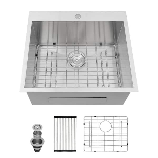 25 in. W x 22 in. D Drop-In Single Bowl Laundry/Utility Sink in 16 Gauge Stainless Steel
