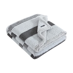 Saltmarsh Sherpa Gray Microfiber Throw Blanket