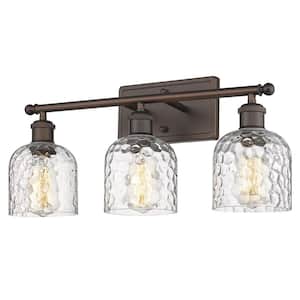 21 in. 3-Light Chrome Vanity Light with Hammered Glass Shade