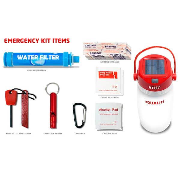 AquaLite Solar Powered Lantern and Water Bottle with Emergency Kit Essentials