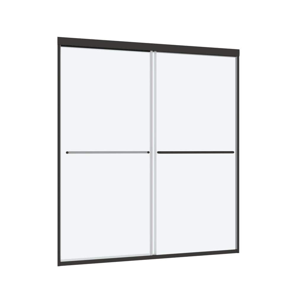 54 in. W x 70 in. H Double Sliding Framed Shower Door in Matte Black with Smooth Sliding and 1/4 in. 6 mm Glass price history on PriceWatchPro