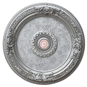 2 in. x 24 in. x 24 in. Antique Silver Round Ceiling Medallion Moulding