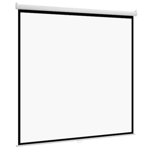 Manual Projector Screen, 120 in. 1:1 4K 1080 HD Retractable Pull Down Projector Screen, Wall Mounted Movie Projection