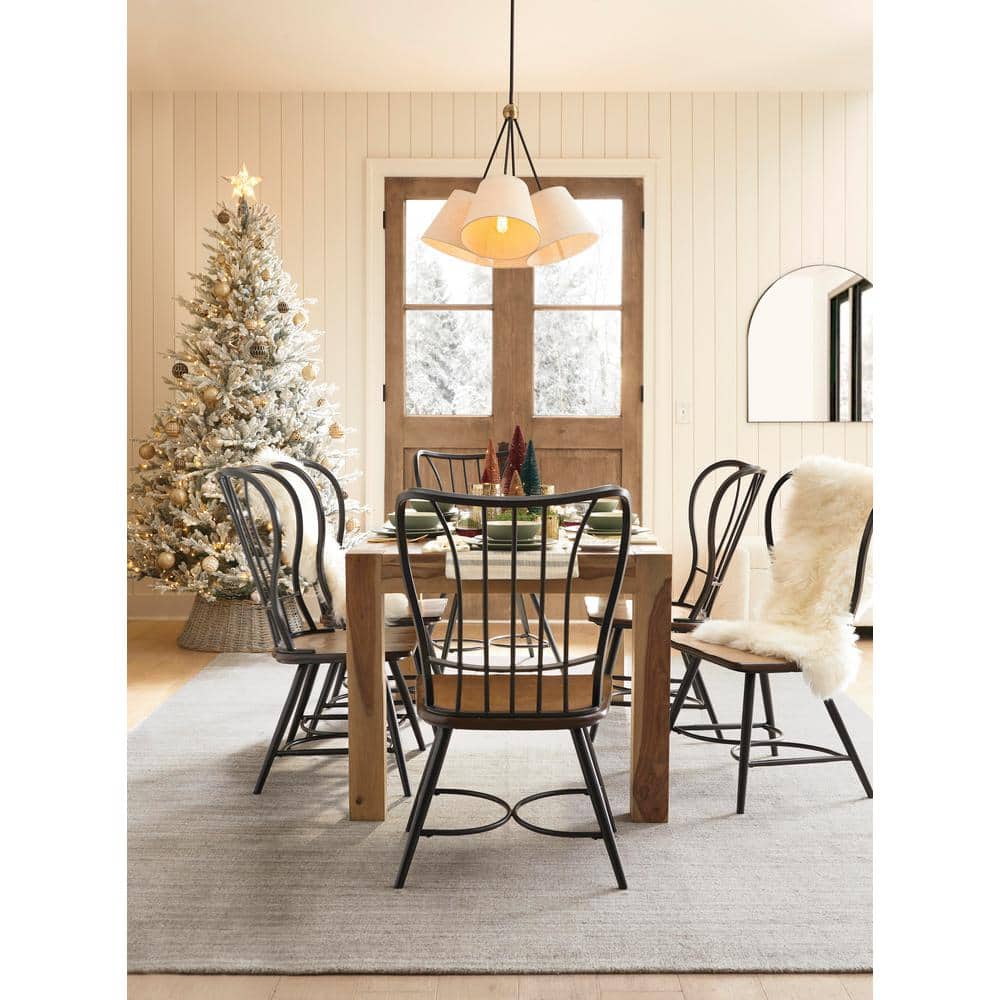 Longford Black Metal and Wood Dining Chair Set