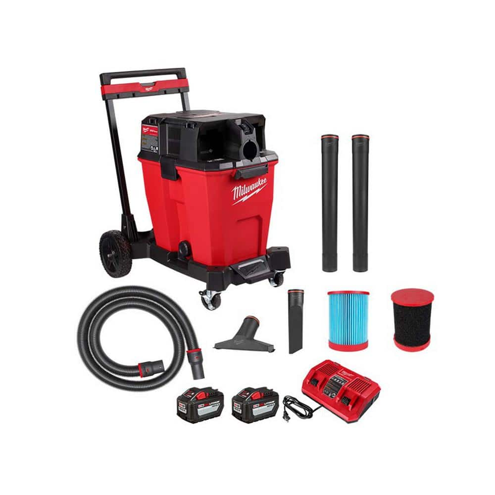 M18 FUEL 12 Gallon Cordless DUAL-BATTERY Wet/Dry Shop Vac Kit W/12.0 Ah Battery, and Charger w/Large Foam Wet Filter -  Milwaukee, 0930-22HD-1990