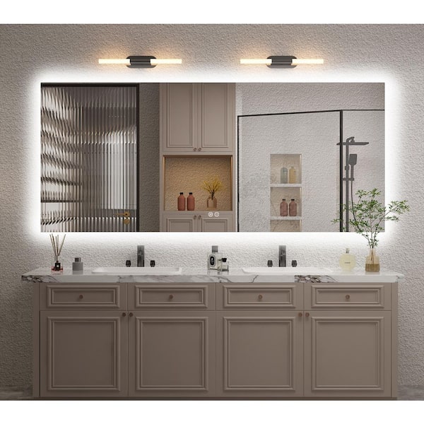 88 in. W x 38 in. H Rectangular Frameless Super Bright Backlited LED Anti-Fog Tempered Glass Wall Bathroom Vanity Mirror
