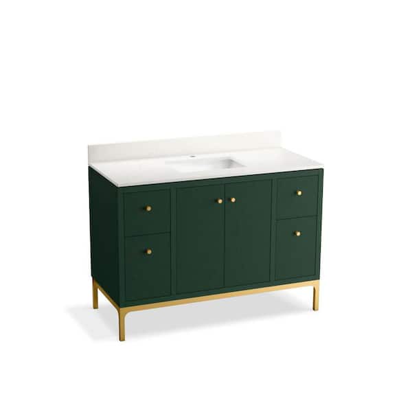 Calpa 49 in. Emerald Green Bath Vanity with Quartz Top