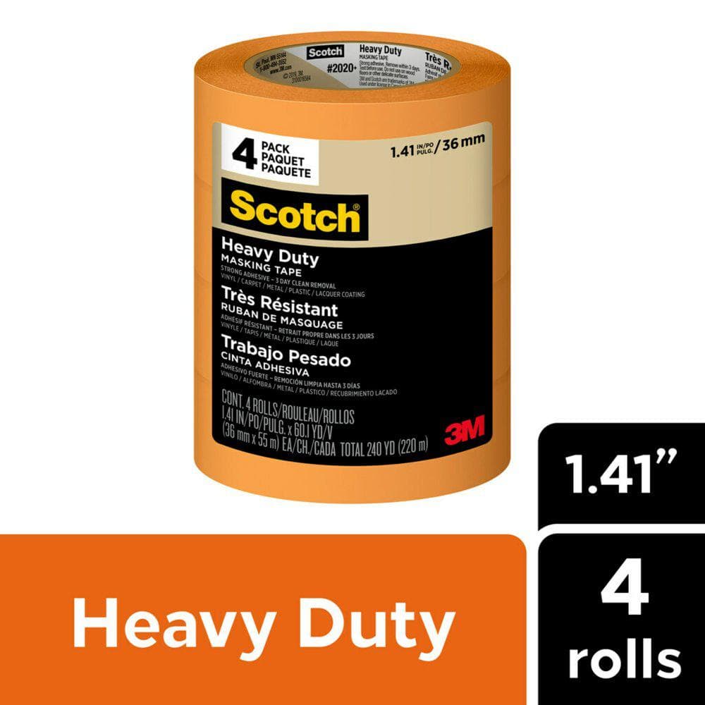 Scotch 1.41 in. x 60.1 yds. Heavy-Duty Grade Masking Tape (4 Rolls/Pack)