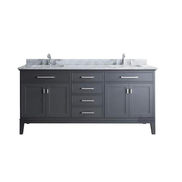 Queen 72 Sonoma White Wall Mount Double Sink Modern Bathroom Vanity