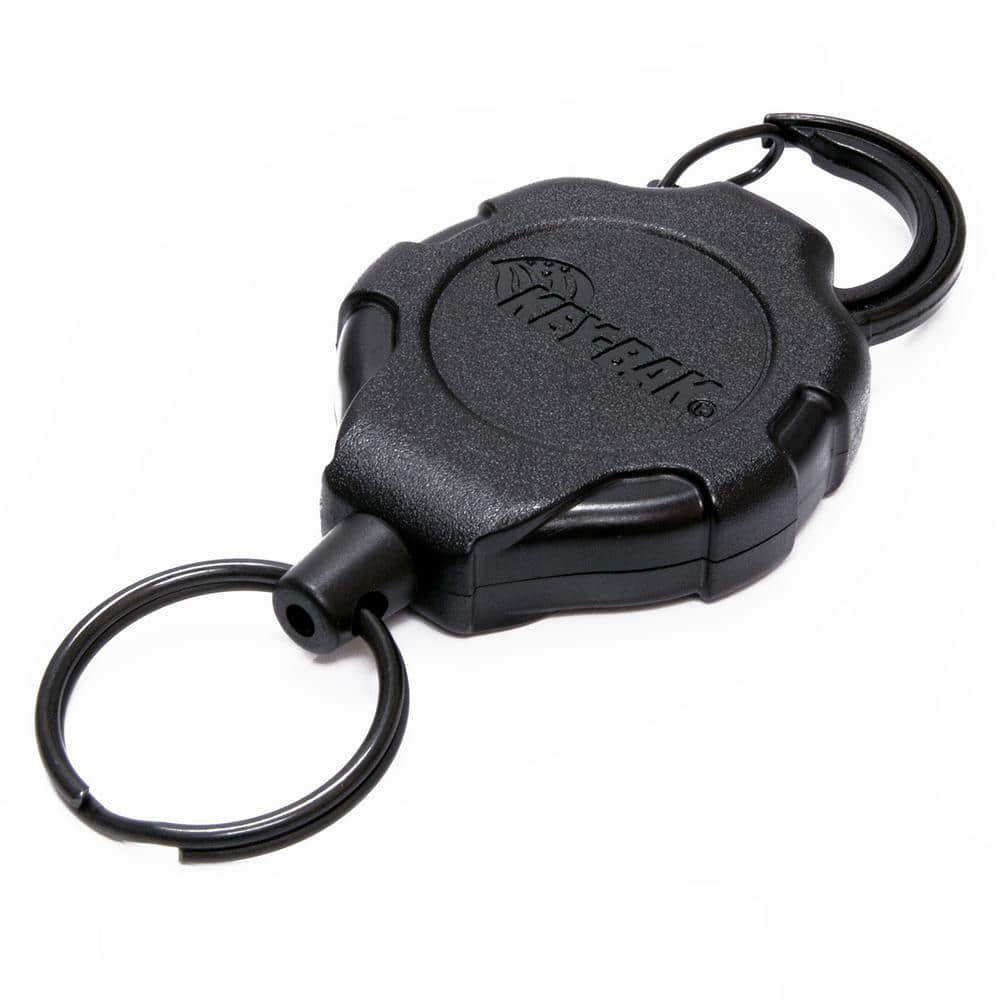 KEY-BAK Original Retractable Key Holder Keychain with a Black Front, Steel  Belt Clip, and Split Ring