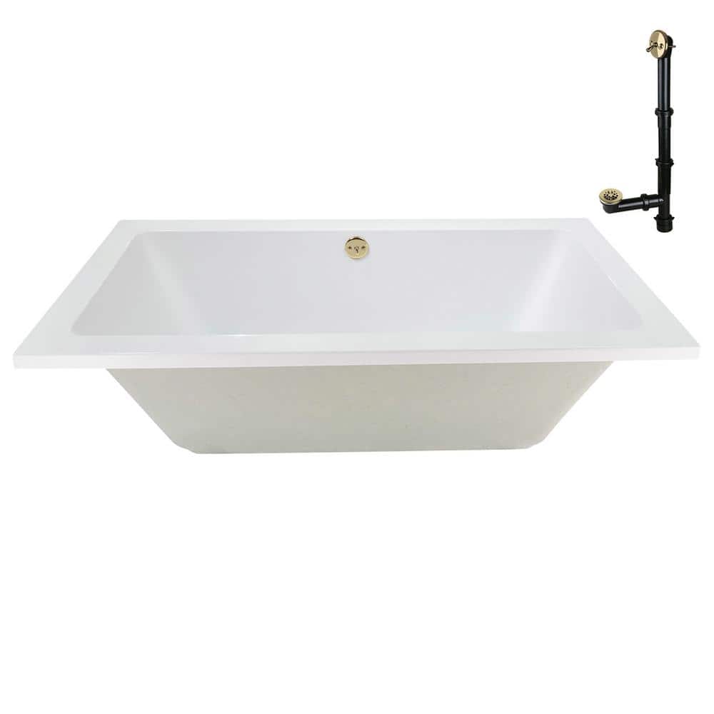66'' x 34'' Glossy White Acrylic Soaking Drop-In Bathtub